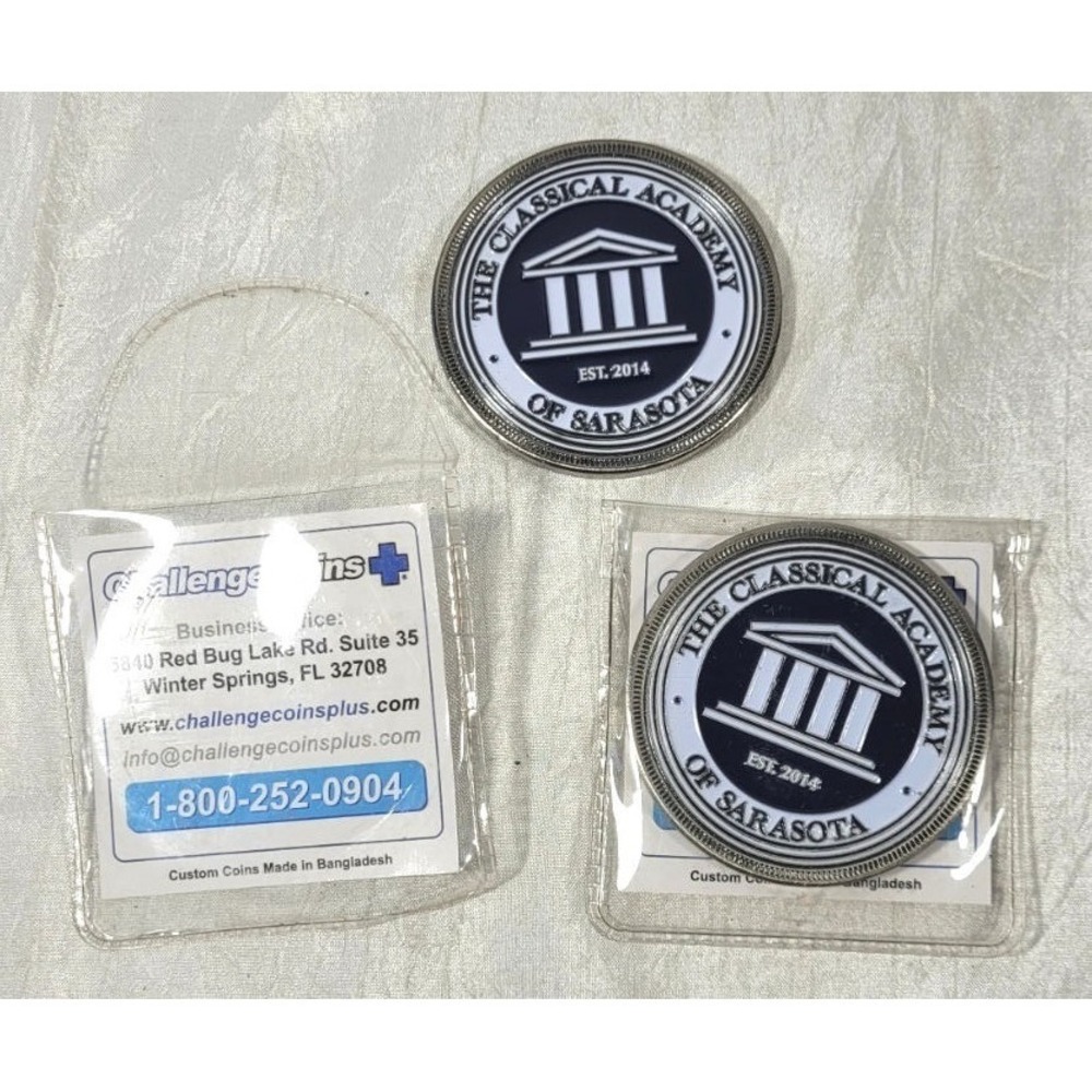 2 The Classical Academy of Sarasota American Flag Challenge Coins - Silver